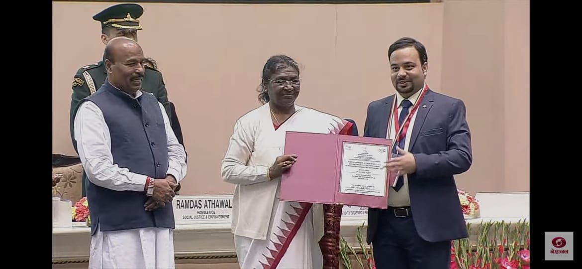 Abhishek Thakur has received the National Award for the Empowerment of Persons with Disabilities by the Ministry of Social Justice & Empowerment for the year 2022