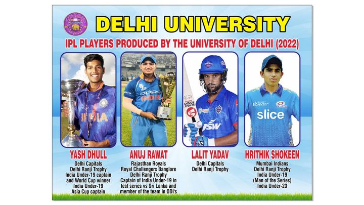 Four students of DU picked by IPL franchises to play for Delhi Capitals, Rajasthan Royals and Mumbai Indians in IPL 2022